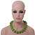 Chunky Lime Green Glass Bead Ball Necklace - 54cm Long - view 3