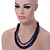 3 Strand Layered Wood Bead Cord Necklace In Blue/ Purple - 44cm up to 56cm Adjustable - view 3
