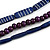 3 Strand Layered Wood Bead Cord Necklace In Blue/ Purple - 44cm up to 56cm Adjustable - view 5