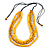 3 Strand Layered Wood Bead Black Cord Necklace In Banana Yellow - 44cm up to 56cm Adjustable - view 3