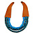 Handmade Multistrand Wood Bead and Leather Bib Style Necklace in Teal/ Blue - 64cm Long - view 3