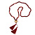Long Burgundy Red Agate Semiprecious Bead with Glass Heart Pendant/ Silk Tassel Necklace - 80cm L/ 11cm Tassel - view 1