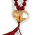 Long Burgundy Red Agate Semiprecious Bead with Glass Heart Pendant/ Silk Tassel Necklace - 80cm L/ 11cm Tassel - view 6