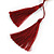 Long Burgundy Red Agate Semiprecious Bead with Glass Heart Pendant/ Silk Tassel Necklace - 80cm L/ 11cm Tassel - view 7
