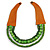 Handmade Multistrand Wood Bead and Leather Bib Style Necklace in Green - 64cm Long - view 3