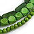 Handmade Multistrand Wood Bead and Leather Bib Style Necklace in Green - 64cm Long - view 5