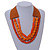 Handmade Multistrand Wood Bead and Leather Bib Style Necklace in Orange - 64cm Long - view 2