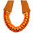 Handmade Multistrand Wood Bead and Leather Bib Style Necklace in Orange - 64cm Long - view 4