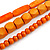 Handmade Multistrand Wood Bead and Leather Bib Style Necklace in Orange - 64cm Long - view 5