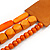 Handmade Multistrand Wood Bead and Leather Bib Style Necklace in Orange - 64cm Long - view 6