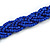 Long Electric Blue Glass Bead Necklace - 140cm Length - view 5