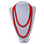 Long Brick Red Glass Bead Necklace - 140cm Length - view 2