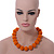 Chunky Orange Glass Bead Ball Necklace - 54cm Long - view 3