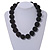 Chunky Black Glass Bead Ball Necklace - 54cm Long - view 2