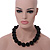 Chunky Black Glass Bead Ball Necklace - 54cm Long - view 3