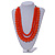 Chunky 3 Strand Layered Resin Bead Cord Necklace In Orange - 60cm up to 70cm Adjustable - view 2