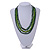 3 Strand Layered Wood Bead Cord Necklace In Green - 44cm up to 56cm Adjustable - view 2