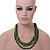 3 Strand Layered Wood Bead Cord Necklace In Green - 44cm up to 56cm Adjustable - view 4