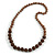 Long Graduated Brown Resin Bead Necklace - 78cm L - view 3