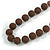 Long Graduated Brown Resin Bead Necklace - 78cm L - view 4