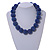 Chunky Peacock Blue Glass Bead Ball Necklace - 54cm Long - view 2