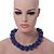 Chunky Peacock Blue Glass Bead Ball Necklace - 54cm Long - view 3