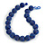 Chunky Peacock Blue Glass Bead Ball Necklace - 54cm Long