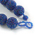 Chunky Peacock Blue Glass Bead Ball Necklace - 54cm Long - view 8
