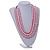 Chunky 3 Strand Layered Resin Bead Cord Necklace In Baby Pink/ Light Pink - 60cm up to 70cm Adjustable - view 2