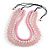 Chunky 3 Strand Layered Resin Bead Cord Necklace In Baby Pink/ Light Pink - 60cm up to 70cm Adjustable - view 3