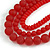 Chunky 3 Strand Layered Resin Bead Cord Necklace In Red - 60cm up to 70cm Adjustable - view 4