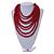 Multistrand Layered Bib Style Wood Bead Necklace In Red - 40cm Shortest/ 70cm Longest Strand - view 2