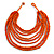 Multistrand Layered Bib Style Wood Bead Necklace In Orange - 40cm Shortest/ 70cm Longest Strand