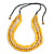 3 Strand Layered Wood Bead Cord Necklace In Banana Yellow/ Natural - 44cm up to 56cm Adjustable