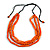 3 Strand Layered Wood Bead Cord Necklace In Orange - 44cm up to 56cm Adjustable