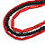 3 Strand Layered Wood Bead Cord Necklace In Red/ Black - 44cm up to 56cm Adjustable - view 5