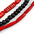 3 Strand Layered Wood Bead Cord Necklace In Red/ Black - 44cm up to 56cm Adjustable - view 6