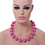Chunky Baby Pink Glass Bead Ball Necklace - 54cm Long - view 3