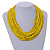 Statement Multistrand Lemon Yellow Glass Bead Necklace with Wood Closure - 60cm Long - view 2
