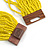 Statement Multistrand Lemon Yellow Glass Bead Necklace with Wood Closure - 60cm Long - view 6