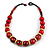 Chunky Colour Fusion Wood Bead Necklace (Cranberry Red/ Natural) - 53cm L - view 7