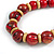 Chunky Colour Fusion Wood Bead Necklace (Cranberry Red/ Natural) - 53cm L - view 4
