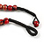 Chunky Colour Fusion Wood Bead Necklace (Cranberry Red/ Natural) - 53cm L - view 6