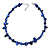 Delicate Dark Blue Sea Shell Nuggets and Glass Bead Necklace - 48cm L/ 6cm Ext - view 2