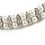 2 Row Statement Clear Crystal White Faux Glass Pearl Flex Choker/ Collar Necklace in Silver Tone - view 6