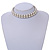 2 Row Statement Clear Crystal White Faux Glass Pearl Flex Choker/ Collar Necklace in Silver Tone - view 4