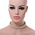 2 Row Statement Clear Crystal White Faux Glass Pearl Flex Choker/ Collar Necklace in Silver Tone - view 3
