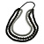 3 Strand Black/ Grey Resin Bead Black Cord Necklace - 80cm L - Chunky - view 8