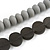 3 Strand Black/ Grey Resin Bead Black Cord Necklace - 80cm L - Chunky - view 5