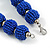 Chunky Royal Blue Glass Bead Ball Necklace with Silver Tone Clasp - 60cm L - view 7